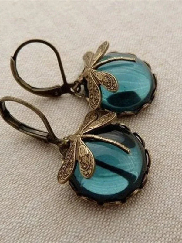 Antique Gold Dragonfly Earrings