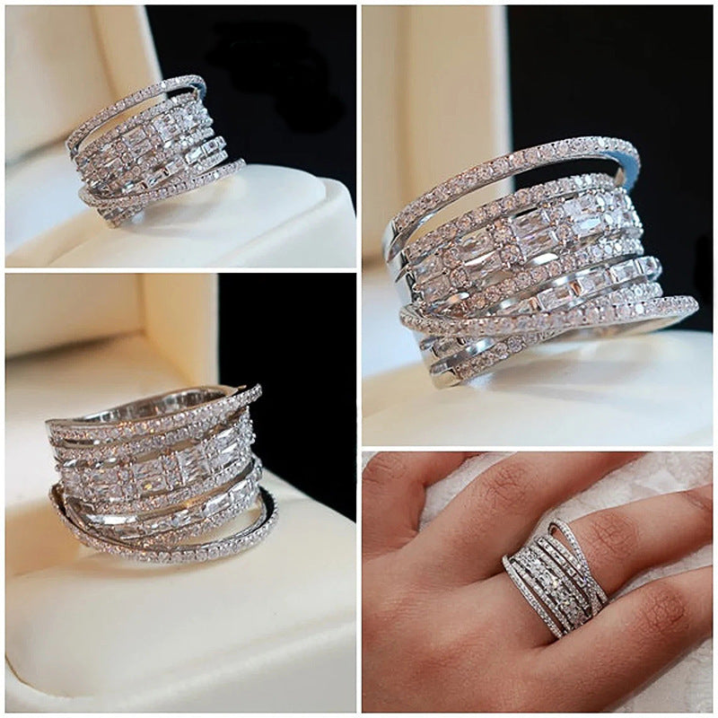 EXQUISITE MULTI-LAYER SILVER RING