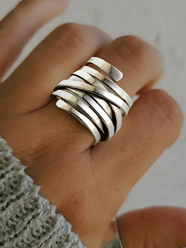 Bliss - Vintage Thick Layer Silver Ring