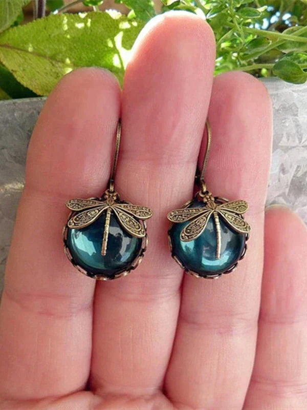 Antique Gold Dragonfly Earrings