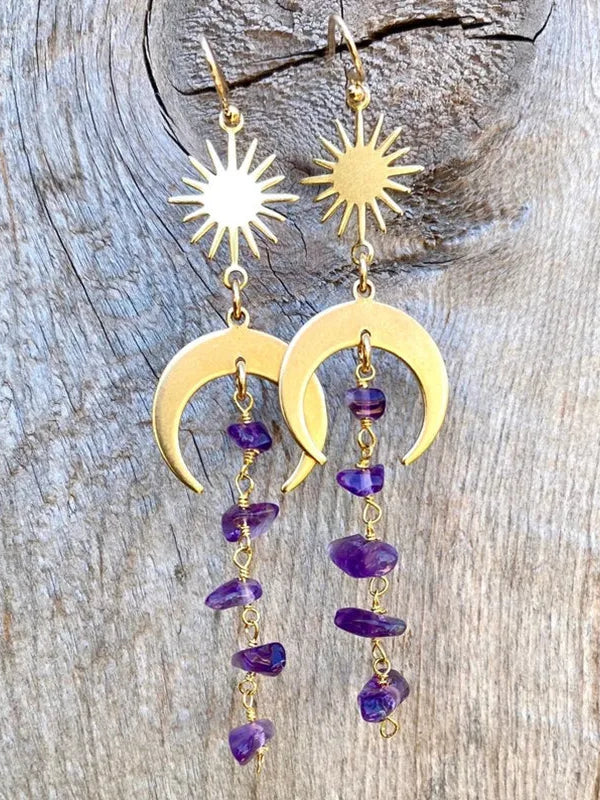 Bohemian  Sun Moon Earrings