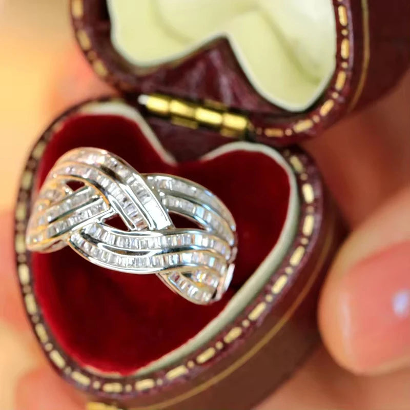 Wave Cross Zirconia Ring