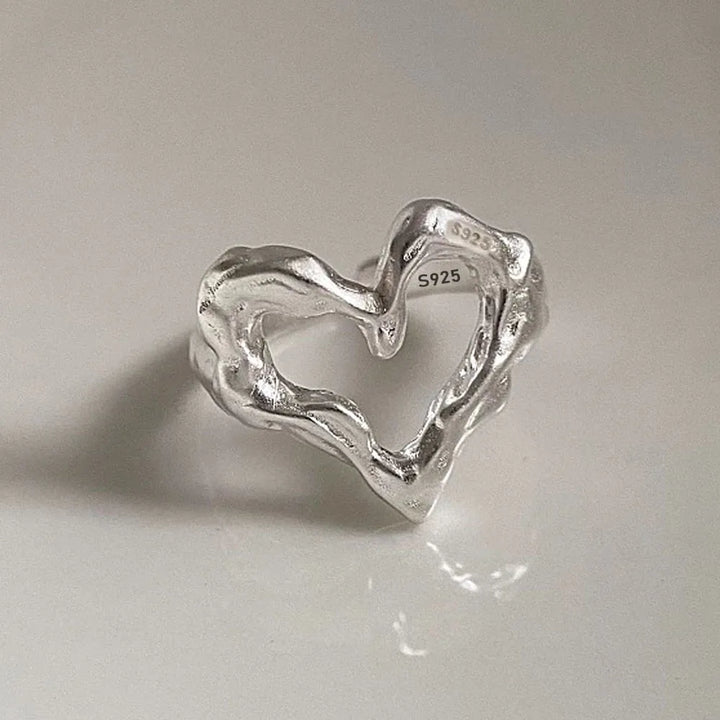 Adjustable Silver Heart Ring