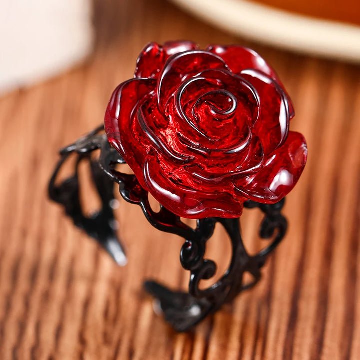 Adjustable Red Rose Ring