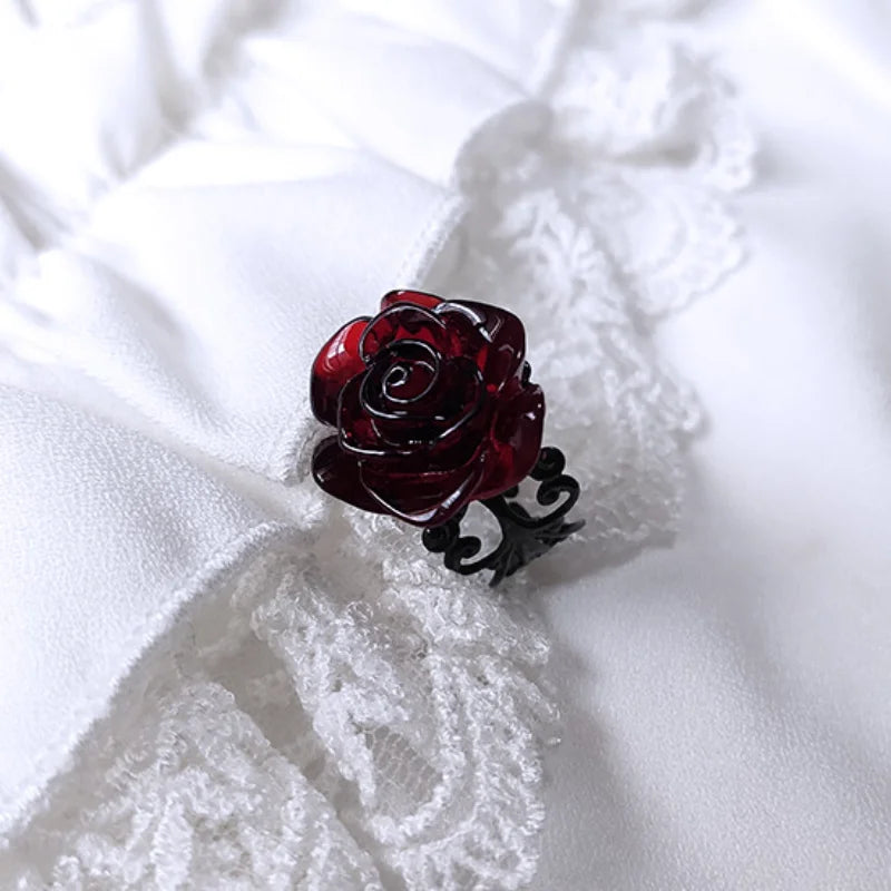 Adjustable Red Rose Ring