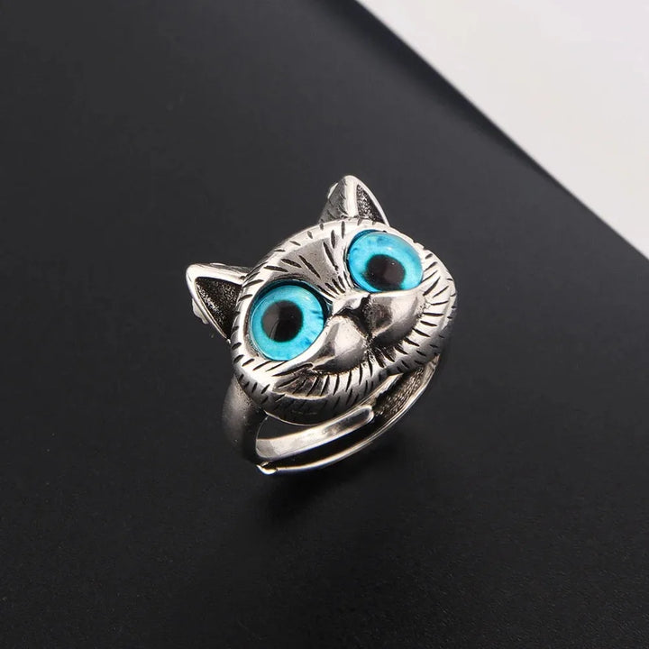 Adjustable Silver Cat Ring