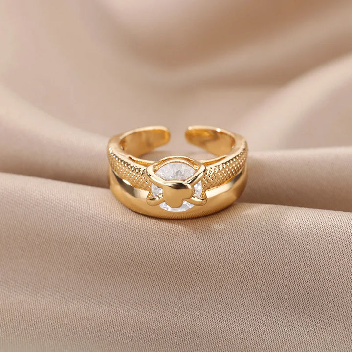 Adjustable Heart Zircon Ring