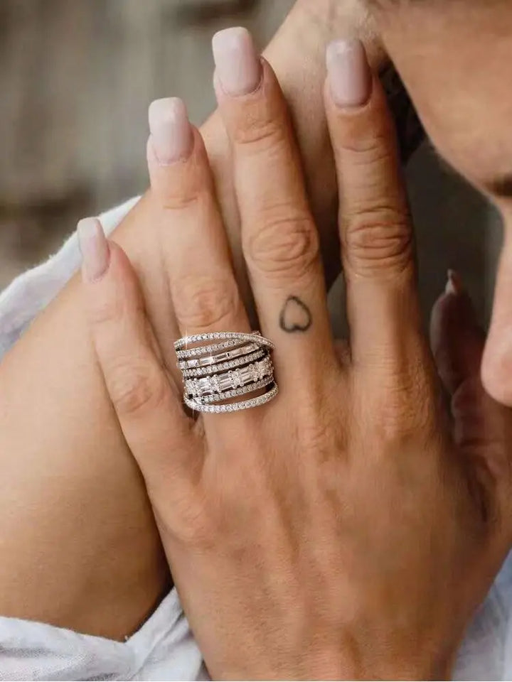 EXQUISITE MULTI-LAYER SILVER RING