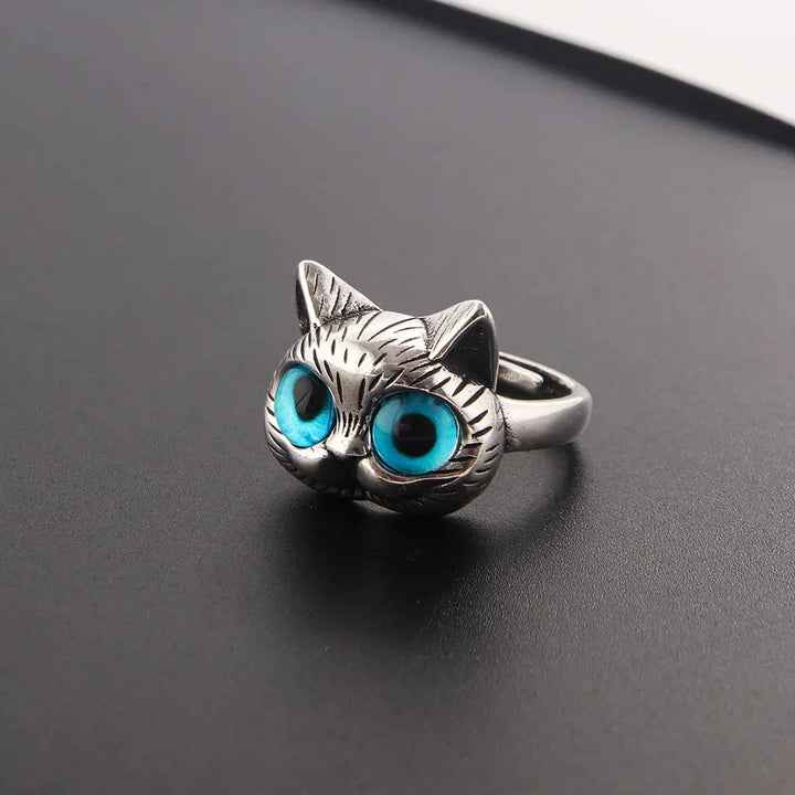 Adjustable Silver Cat Ring