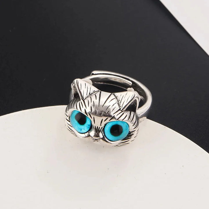 Adjustable Silver Cat Ring