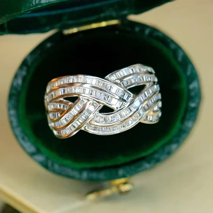 Wave Cross Zirconia Ring