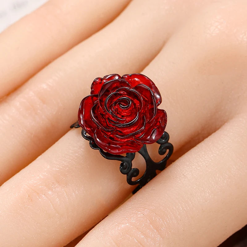 Adjustable Red Rose Ring
