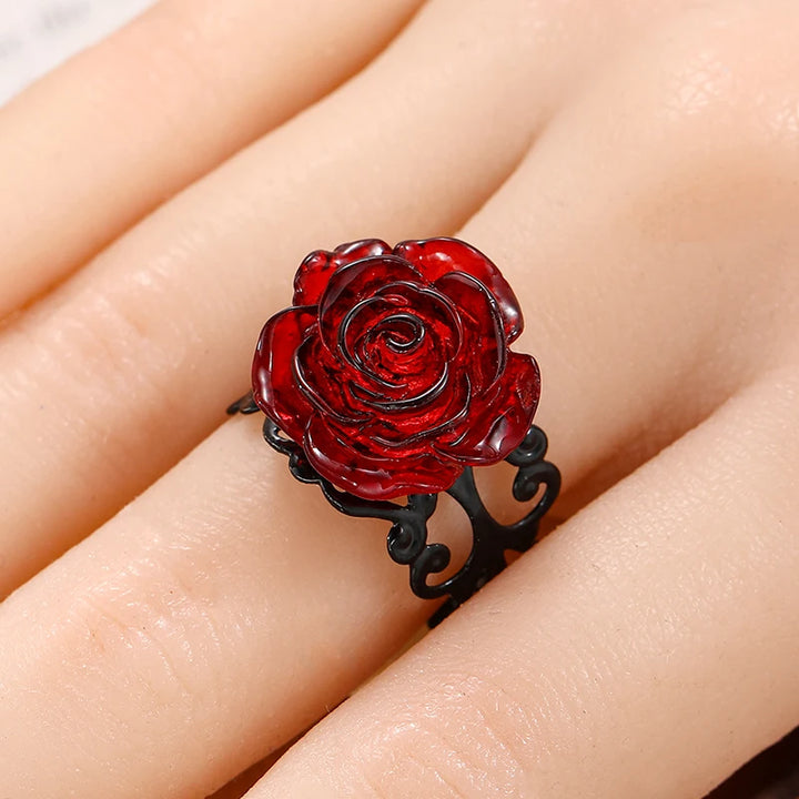 Adjustable Red Rose Ring