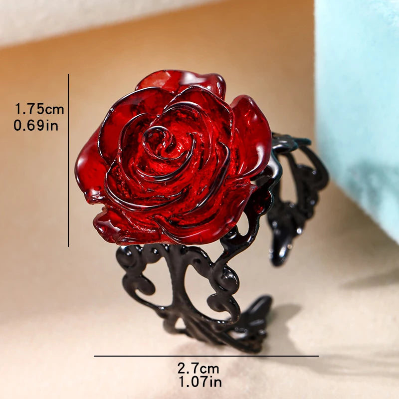 Adjustable Red Rose Ring