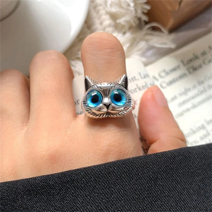 Adjustable Silver Cat Ring