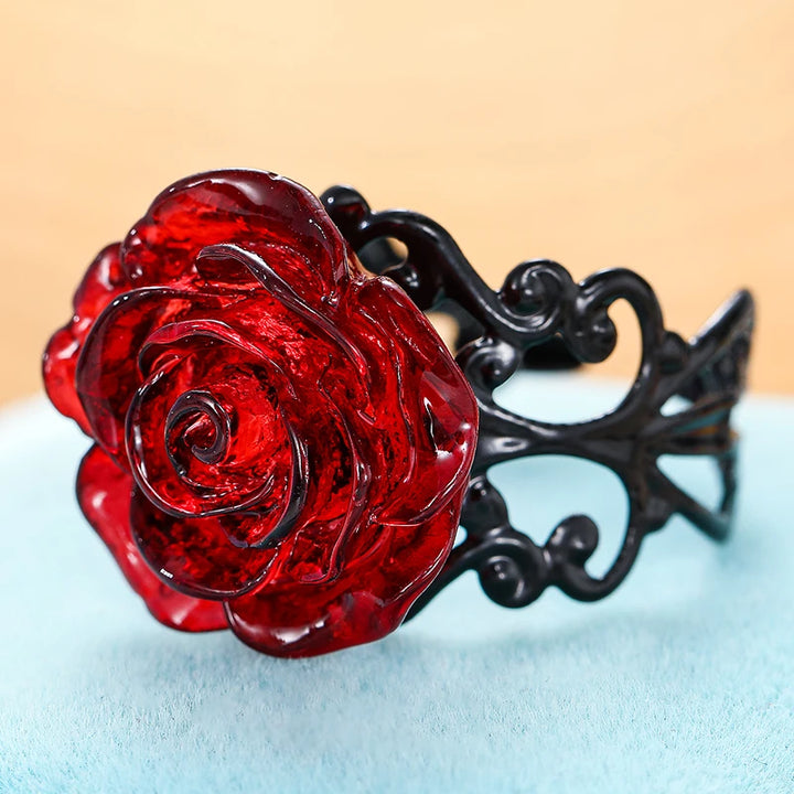 Adjustable Red Rose Ring