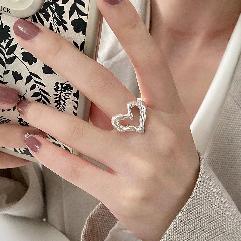 Adjustable Silver Heart Ring