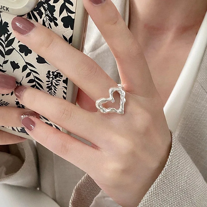 Adjustable Silver Heart Ring