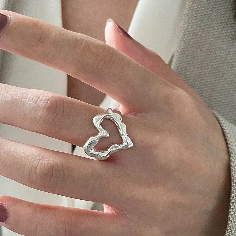 Adjustable Silver Heart Ring