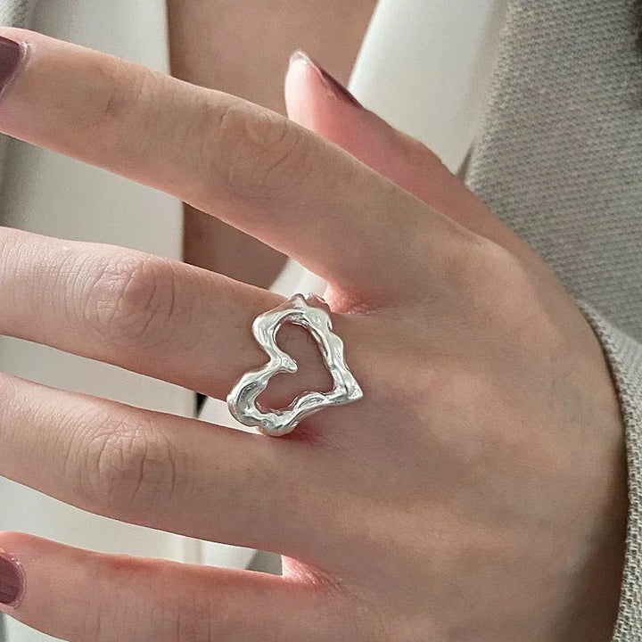 Adjustable Silver Heart Ring